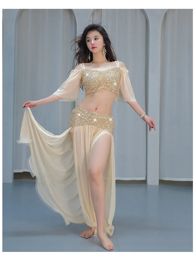 Sexy Sequin Belly Dance Costume 2025 Summer New Arrival High-End Practice Suit Performance Ethnic Dancewear Chinese Manufacturer