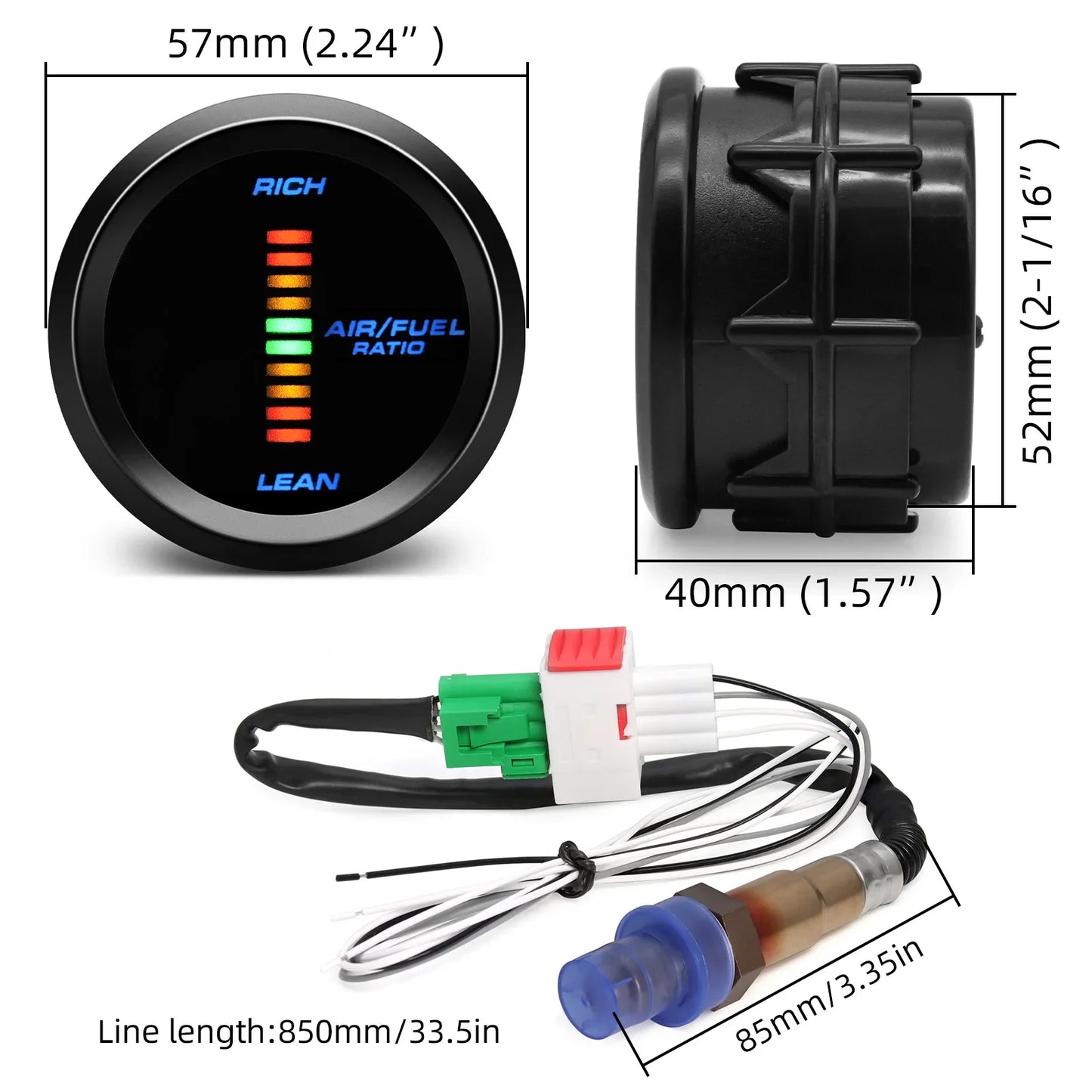 * 52MM Air Fuel Ratio Meter or With Narrowband O2 Oxygen Sensor LED Digital Gauge for Car Racing 12V
