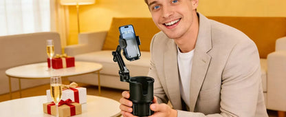Cup Phone Holder for Car, 2 in 1 Height-Adjustable Dual Cell Phone Holders Car Cupholder Mount, Fit Large Bottle & All Cellphone
