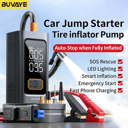 BUVAYE 12V Car Jump Starter Portable Battery Booster Emergency Auto Starting Device Power Bank for Gas Diesel Vehicles EV‌