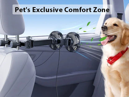 Hipacool Battery Dual Head Fan for Car Backseat with Retractable Long Arm USB Rechargeable Car Seat Headrest Cooling Fan