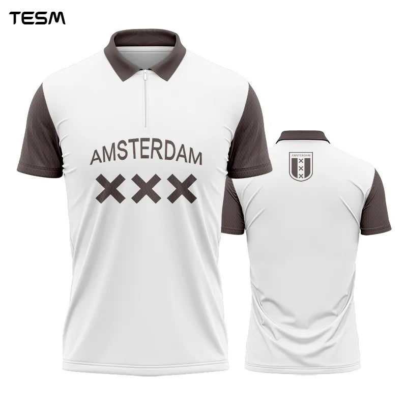 Summer Sports POLO Shirt Men Casual Short Sleeve Lapel Printed T-shirt Striped Retro Fashion Top Outdoor Team Breathable POLO