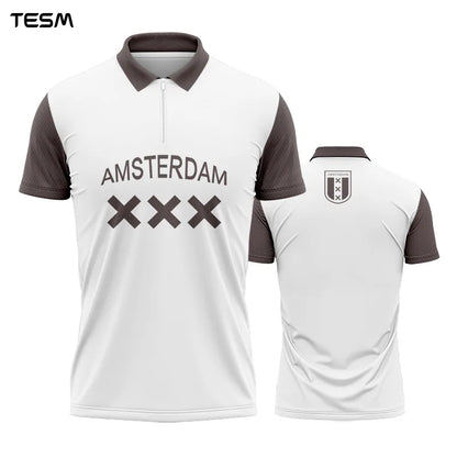 Summer Sports POLO Shirt Men Casual Short Sleeve Lapel Printed T-shirt Striped Retro Fashion Top Outdoor Team Breathable POLO