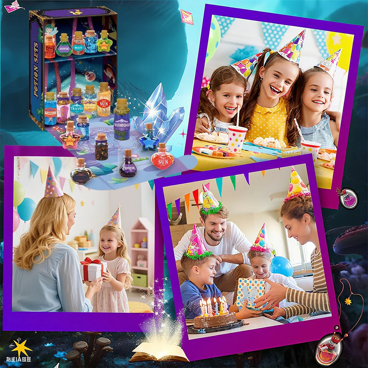 DIY Magic Potion Making Kit - 22 Bottles, Glitter & Decorations, Creative Craft Set for Kids' Magical Play