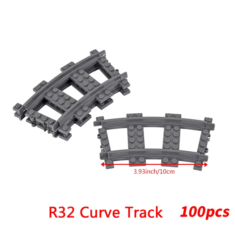 MOC City Bricks Train Flexible Construction Parts Railway Curve Track R104 Building Blocks Model Accessories Compatible 53401