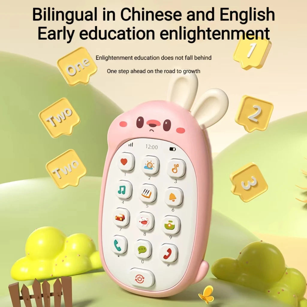 Brain early teaching rabbit cell phone gum chinese-english multi-functional infant enlightenment sleep toys