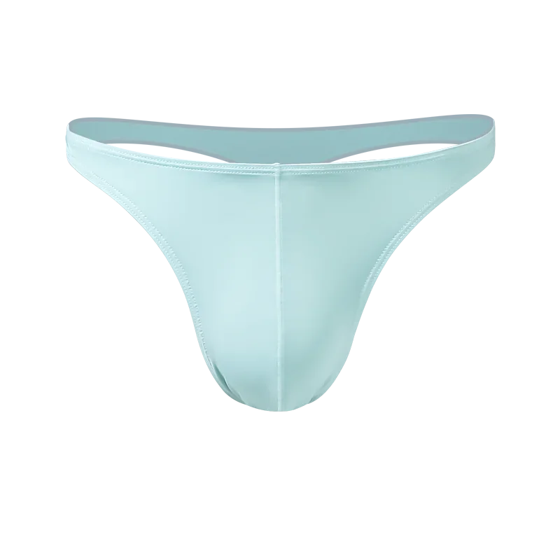 5PCS Men's low waist solid color U convex stretch tight T underwear ice silk slip hip Thong breathable T pants