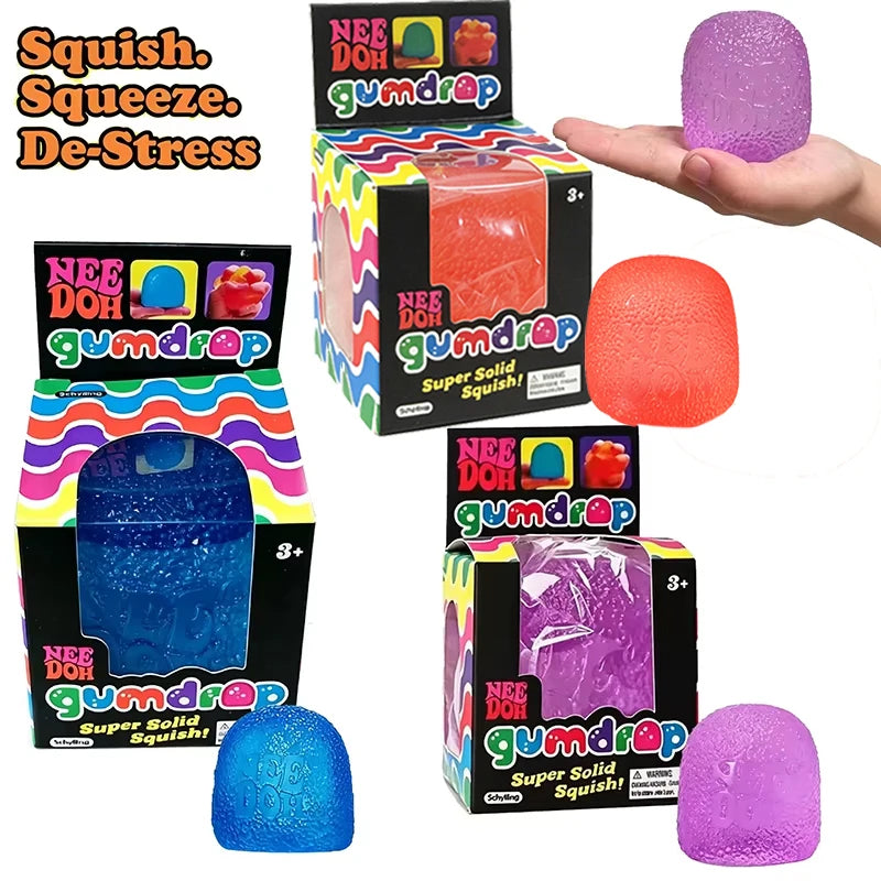 Needoh Gumdrop Fidget Toy Multicolored Raised Texture Bumpy Anti Stress Relief Mood Calming Relax ADHD Sensory Toy Leisure Gift