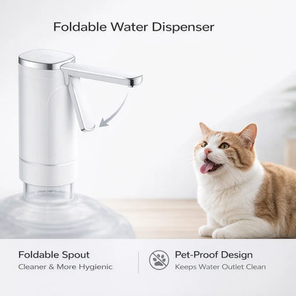 Foldable Electric Water Bottle Pump USB Rechargeable Automatic Dispenser Button Control Portable for Home Office Outdoor Travel