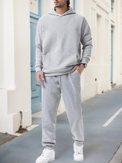 2025 Men's Autumn and Winter New Solid Color Hoodie+pants Two-piece Set Fashionable Casual Sports Set Size S-3XL Men's Tracksuit