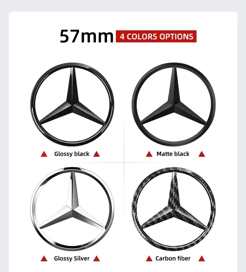 1pcs 52mm 57mm Car Steering Wheel Badge Emblem Sticker Mercedes Benz Amg W204 W205 W212 W213 W221 W177 W246 GLA GLC CLA A AAXXZZ