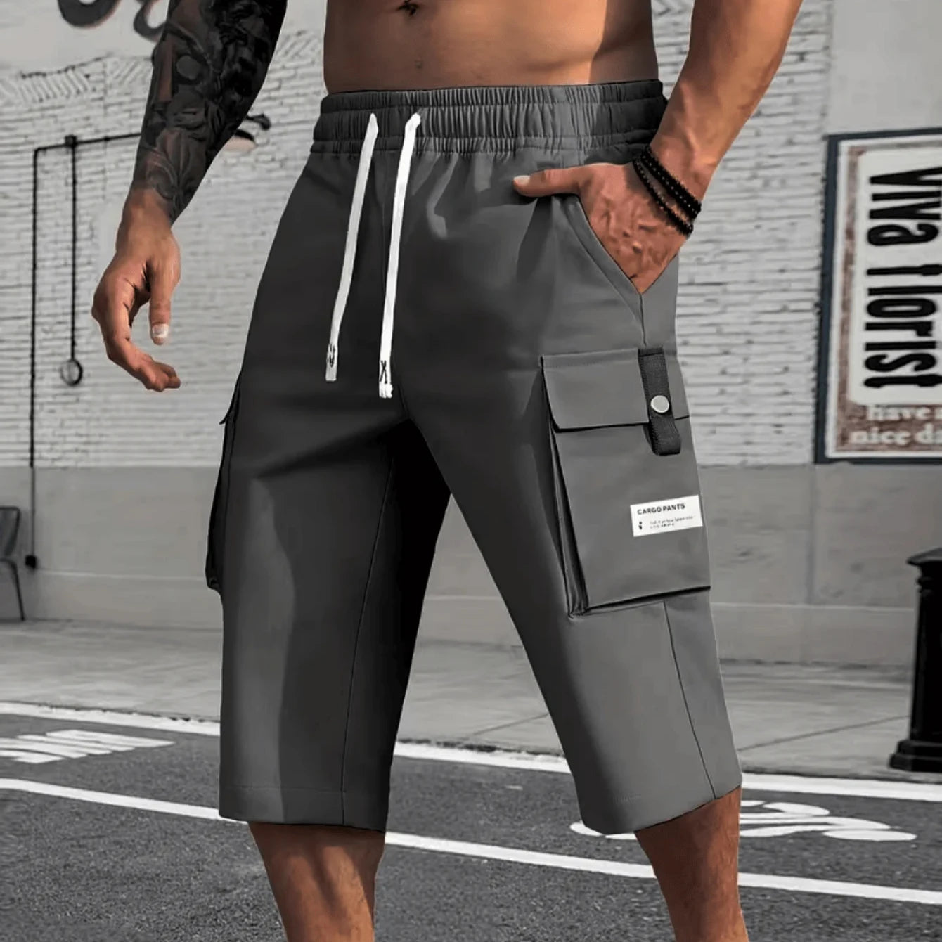 Men's Cargo Shorts Summer Oversized Pants Elastic Waist Large Size Outdoor Jogging Sweatpants Trend Multi Pockets Men Clothes