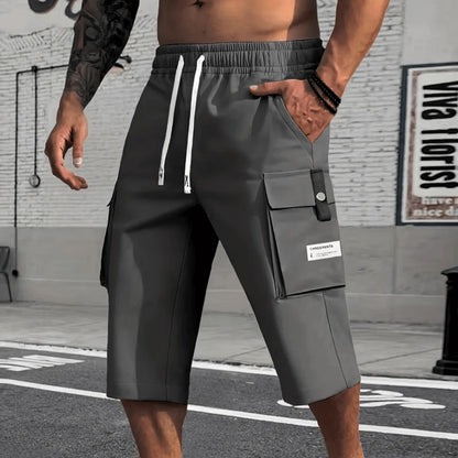 Men's Cargo Shorts Summer Oversized Pants Elastic Waist Large Size Outdoor Jogging Sweatpants Trend Multi Pockets Men Clothes