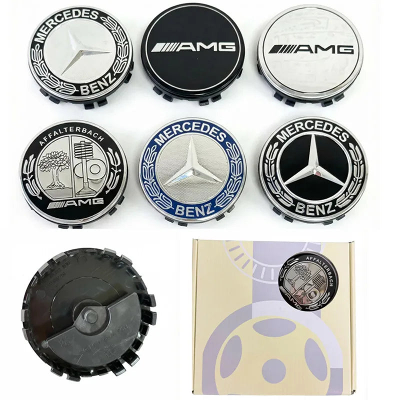 4PCS 75mm Car Floating Wheel Center Hub Caps Cover for Mercedes Benz Amg B/C/E/S Class A Class C200L GLC GLK CLA Accessories.
