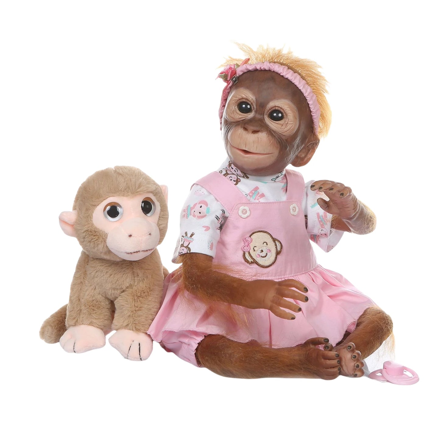 55CM Half Glue Cute Reborn Monkey Doll Cloth Body Pasted Mohair Children Girl Toddler DIY Dressing Up Toy Birthday Gift