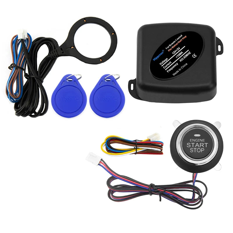 HIPPCRON PKE Car Keyless Entry Engine Start Car Alarm Remote Control Alarm System Push Button Remote Starter Stop Auto Universal