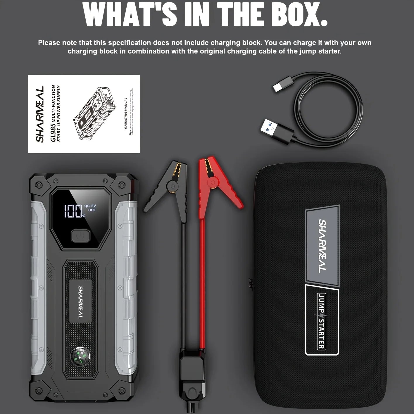 10000A Jump Starter Power Supply Emergency Battery Pack For Petrol Diesel Engines 12V Emergency Power Box With LED Lighting