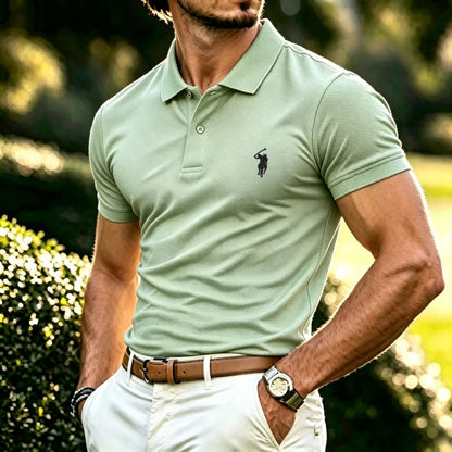 100% pure cotton high-end brand men's short sleeve polo shirt 2026 summer luxury fashion pony embroidery golf top casual T-shirt
