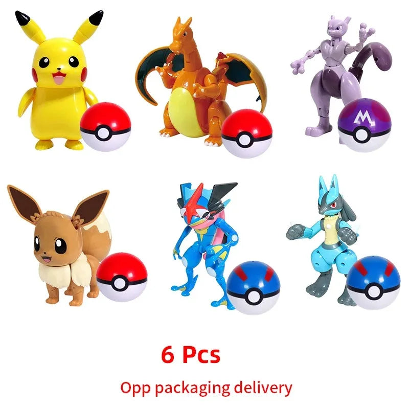 Pokemon Figure ball transform Action Gyarados Charizard Venusaur Blastoise Mewtwo Pikachu Mew Snorlax Poke ball Pokeball gift