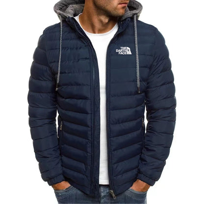 2024 casual outdoor winter men's warm zipper street business travel slim fit fashionable hooded jacket