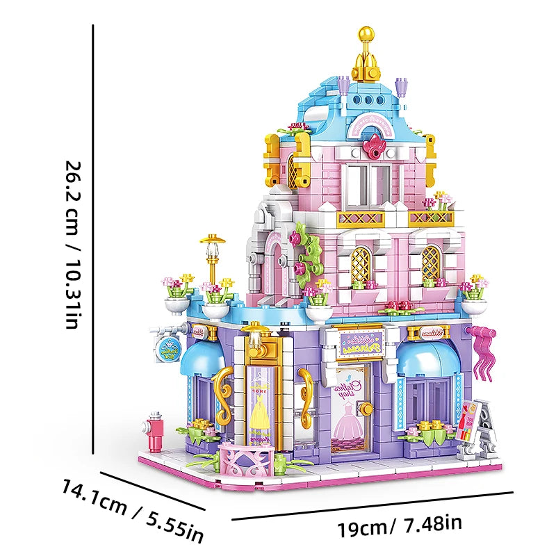 City Street View Series Clothing Store Building Blocks Mini Architecture Model Shop Toy Creative Gift for Kids Children