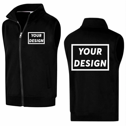 Winter Polar Fleece Vest Custom Logo Casual Solid Color Vest Embroidery Company Brand Plus Velvet Warm Vest Print Text Picture