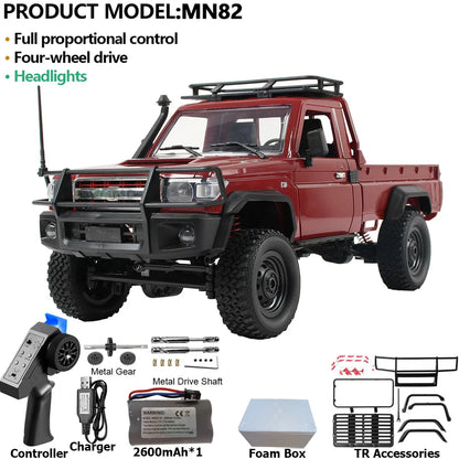 MN82PRO MN82 1/12 RC Car 4WD 2.4G Remote Control Car Simulation Classic All-terrain Off-road LED Light RC Truck Toys As Kid Gift