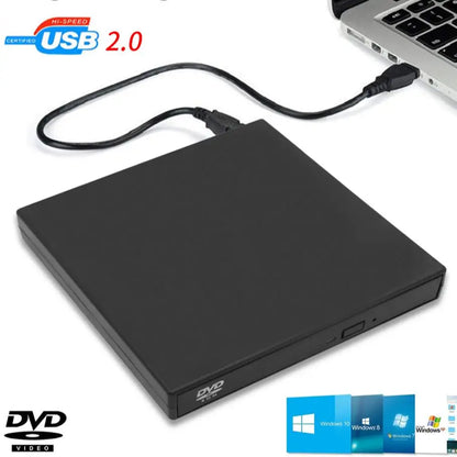 DeepFox USB External CD DVD Reader CD/DVD Drive USB2.0 External Disk Drive CD-ROM DVD-ROM Optical For Macbook Laptop Desktop PC