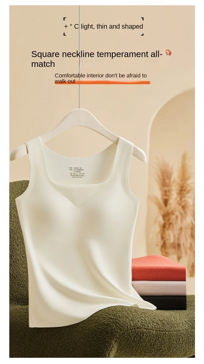 M-2XL For 40-75kg German Velvet Thermal Tank Top Women With Chest Pad Autumn and Winter Thickened Seamless Underwear