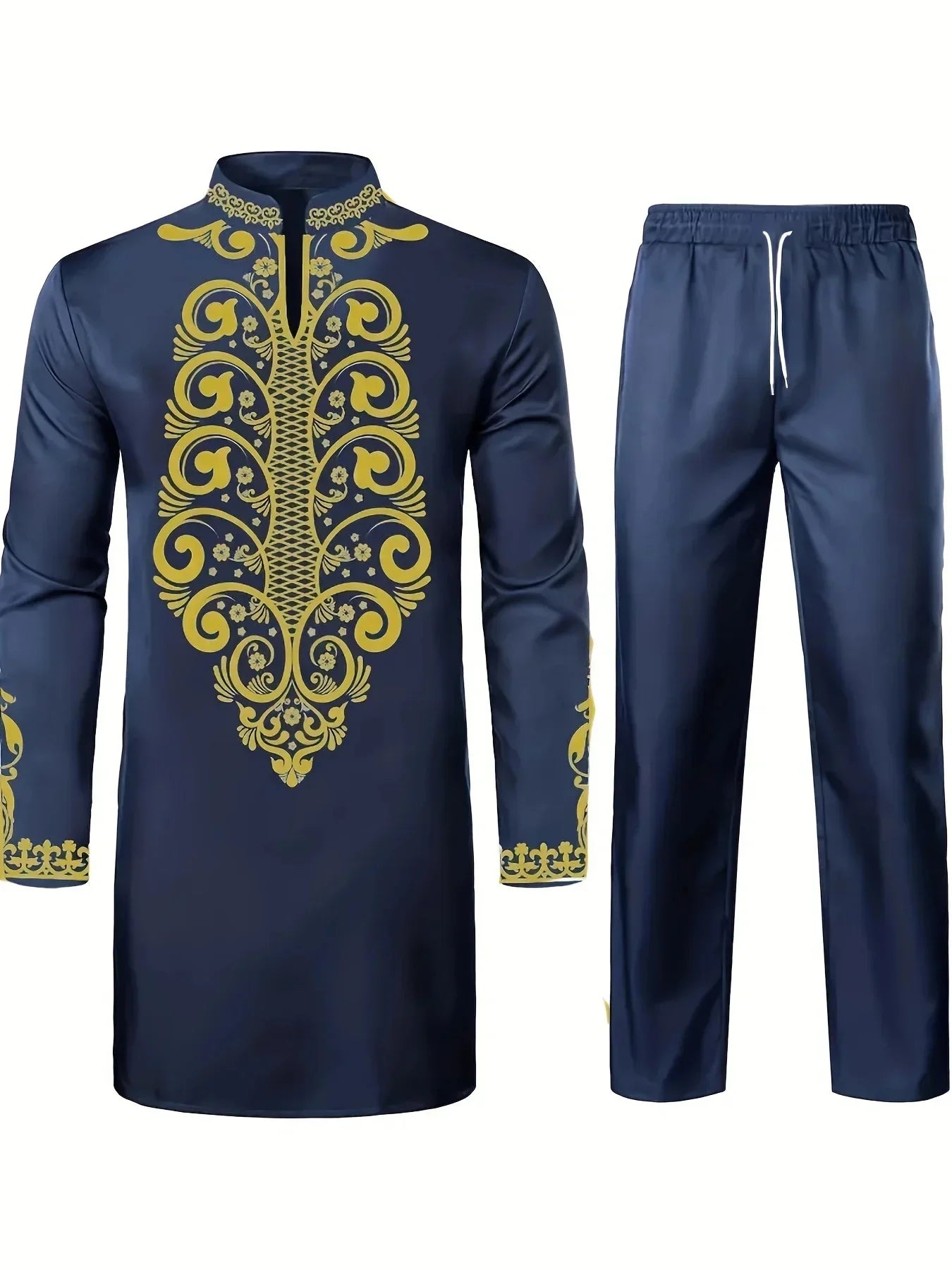 Pop Four Seasons Hot Selling New Fashion Men's 2 Pieces Sets Afirican Syle Ethinic Casual Clothes And Pants Muslim Men Clothing