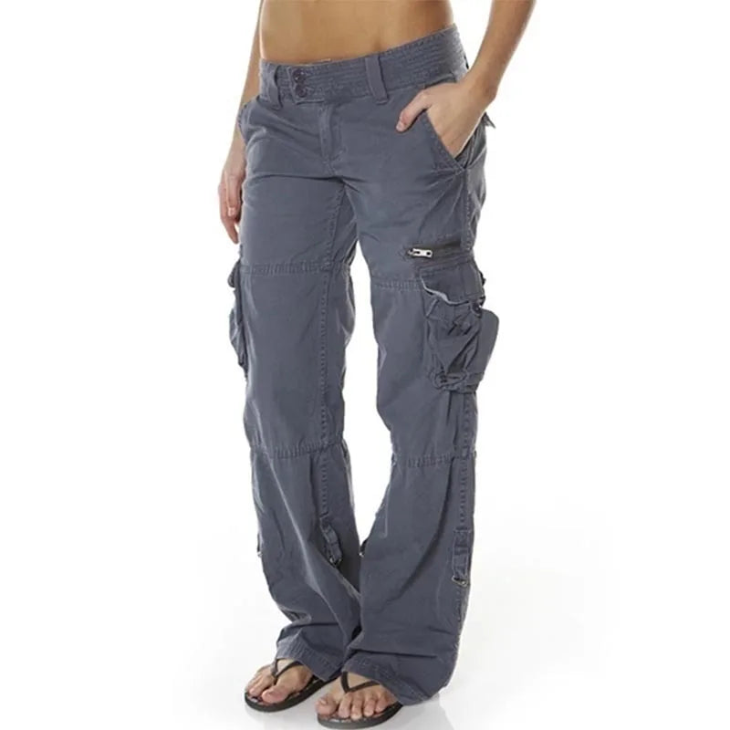 High Waist Straight Leg Cargo Pants Women Baggy Trousers Casual Comfortable Ladies Fashion Autumn Collection Natural Waist