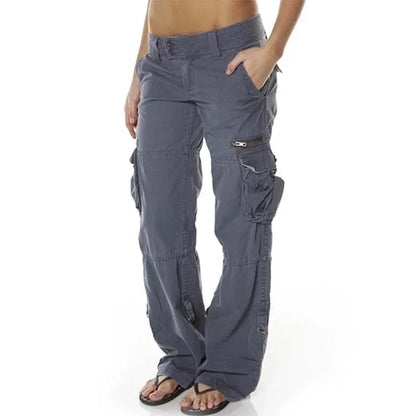 High Waist Straight Leg Cargo Pants Women Baggy Trousers Casual Comfortable Ladies Fashion Autumn Collection Natural Waist