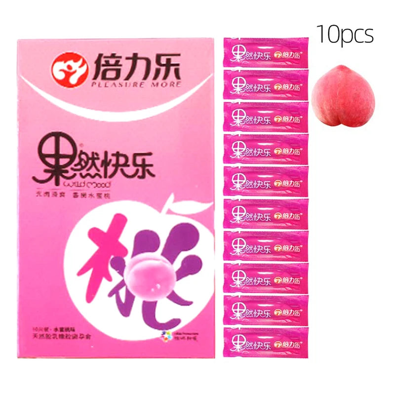 10pcs Fruit Flavor Ultra Thin Condoms Adults Toys For Men 18+ Extra Lubricated Penis Sleeve Male Delay Enhancement Sex Products
