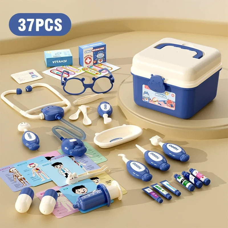 Doctor Pretend Play Toy with Storage Box Role-Playing Games Hospital Accessorie Medical Kit Nurse Tools Bag Toys Children Gift