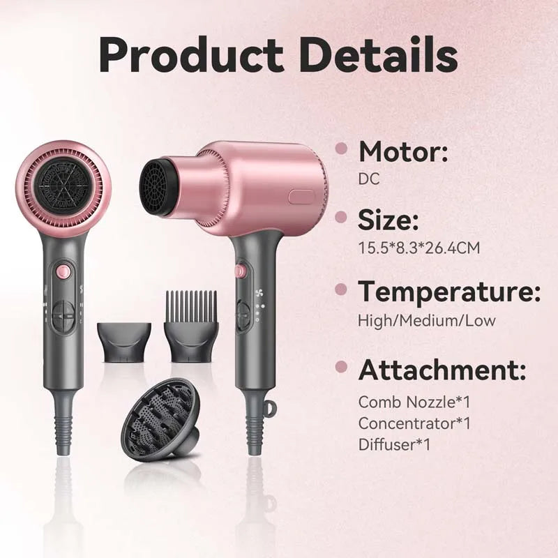 Cross-border Hot-Selling 1900W High-Power ABS Constant Temperature Household & Salon Use Hair Dryer Wholesale