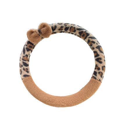 Women's New Leopard-print Car Seat Cushion Winter Plush Warm Non-slip Seat Cover Fashion Full Set Automobile Interior Decoration