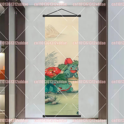 Pokémon Anime Poster Art Scroll Painting Rayquaza Pikachu Entei Squirtle Bulbasaur Gengar Snorlax Friends Children Holiday Gift