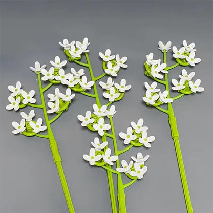Creative 546PCS Pink lily Bouquet Building Blocks Jasmine Immortal Flowers Home Desk Plant Decoration Assemble Bricks Toys Gifts