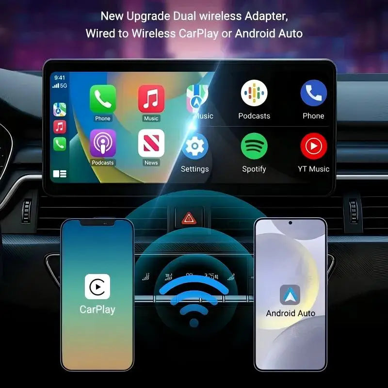 Wireless CarPlay Android Auto 2IN1 Type-C USB Wired to Wireless CarPlay Android Auto Adapter Bluetooth for VW Audi Volvo Toyota