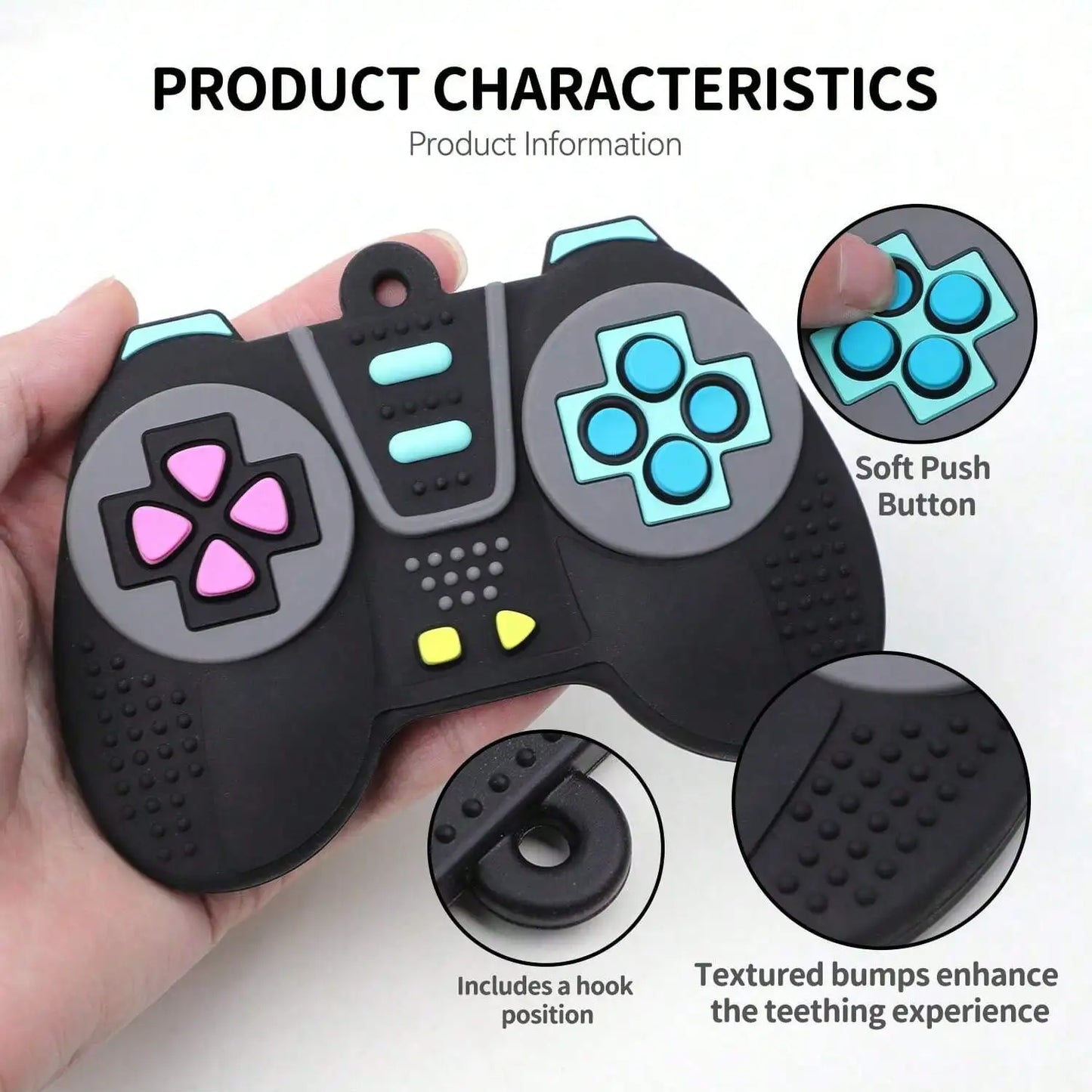 2-Pack Montessori Teething Toy Food Grade Nano Silicone Sensory Play Game Controller Remote Control Shape BPA Free Safe Chew for