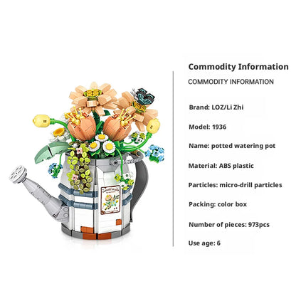 Mini Flower Spray Pot Building Blocks Set for Boys And Girls Meaty Plant Home Decoration Creative Children's Toy Gift