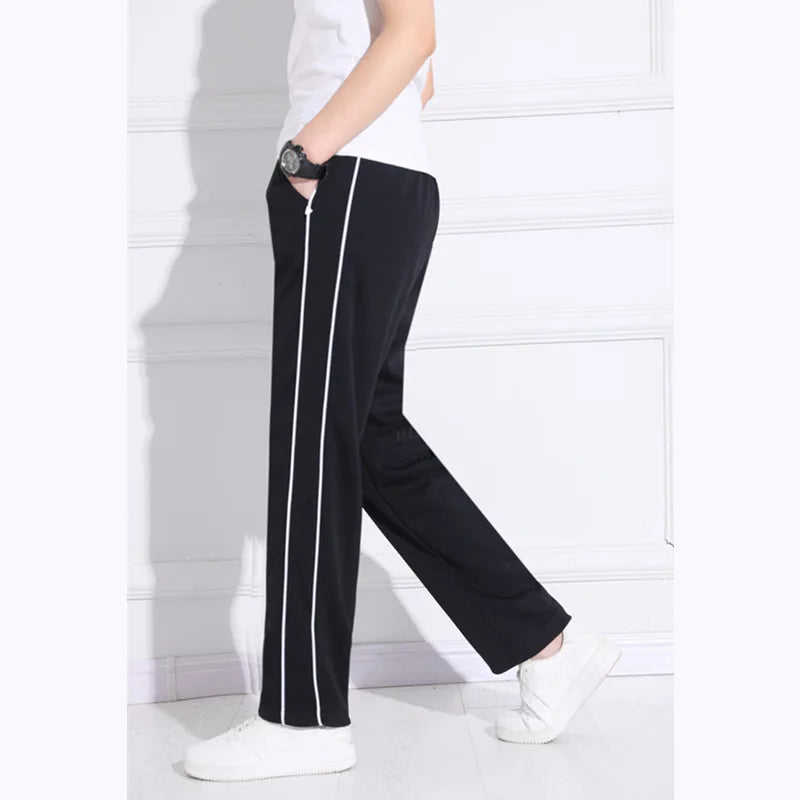 Black Unisex New Track Pants Casual Sweatpants mens Striped Bastic Trousers Straight Pants Joggers Simple Work Pants