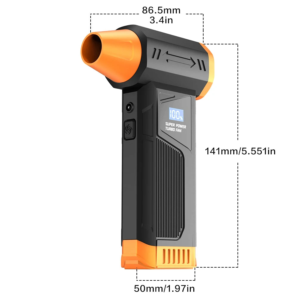【2026 New】Brushless Wireless Jet Fan Turbo Air Blower For Car Cleaning With LED Light Digital Display Portable Outdoor BBQ Use