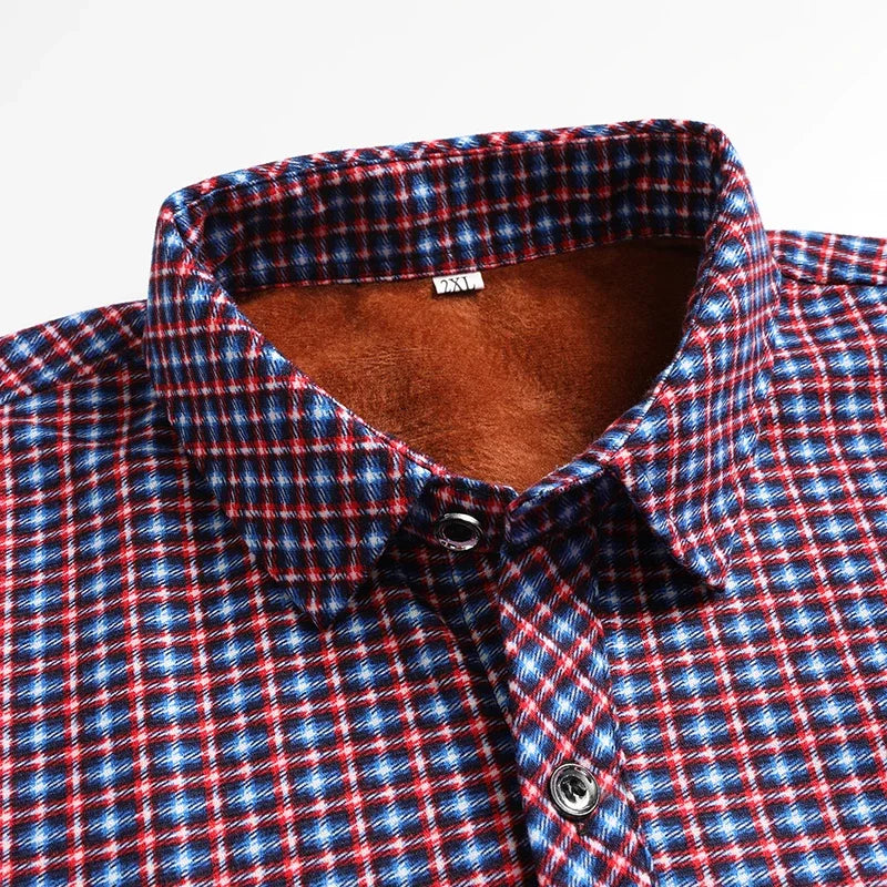 2026 Autumn and Winter Men's Fleece-lined Long Sleeve Shirt Business Casual Fashion Comfortable Non Ironing Versatile Top