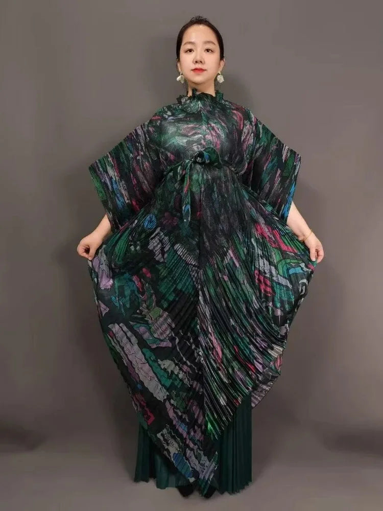 Miyake's New Heavy Industry Organza Printing Set Irregular Pants Loose Two-piece Sets Women's Clothing 2025 Summer New