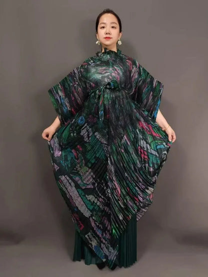 Miyake's New Heavy Industry Organza Printing Set Irregular Pants Loose Two-piece Sets Women's Clothing 2025 Summer New