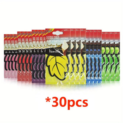 6/12/18/24/48/60pcs Leaf Shape Car Air Freshener Natural Tea Paper Auto Hanging Vanilla Perfume Fragrance Accessories Interior