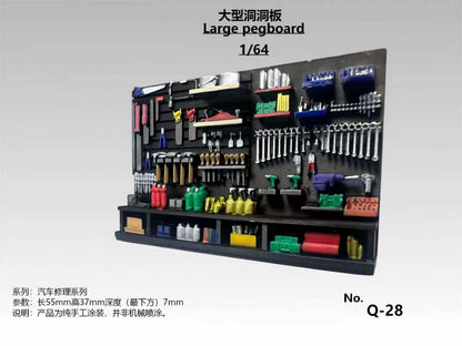 Diorama 1/64 Car Garage Accessories Large Wall-Mounted Pegboard Tool Storage Rack Model Props
