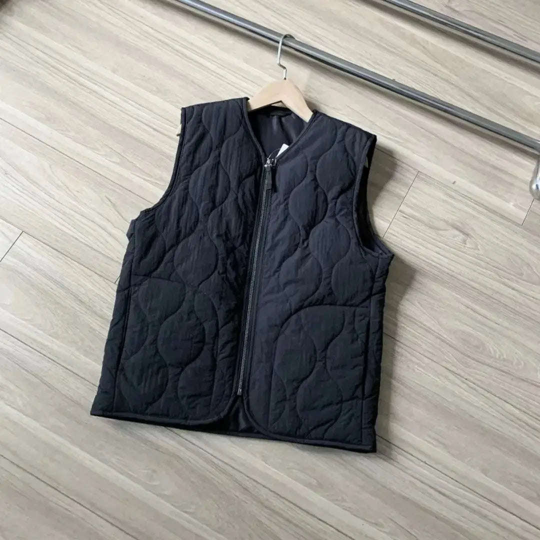 Waterproof Hemp Cotton Vest Gourd Shaped Quilted Men's Warm Thin Cotton Vest Couple's Winter Fashion Standard Fit V-Neck Zipper