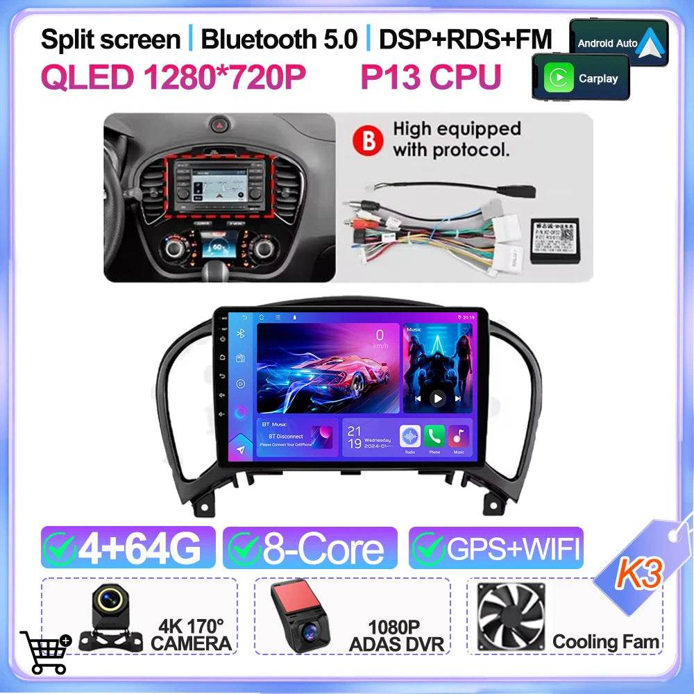 For Nissan Juke Yf15 2010 2011 2012 2013 2014 Carplay Auto 5g+wifi Gps Car Radio Navigation Multimedia Video Player Stereo Bt